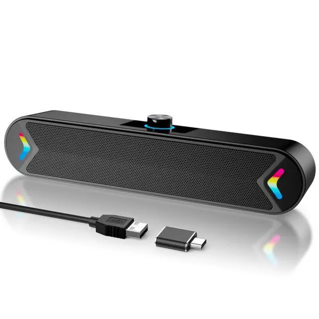 Alt view image 7 of 12 - Computer Speakers for Desktop,PC Speakers with Basic Stereo Sound & Colorful Lights, Single USB for Both Power and Audio,Desktop Laptop Sound Bar Speakers for Gaming,Movies,Music