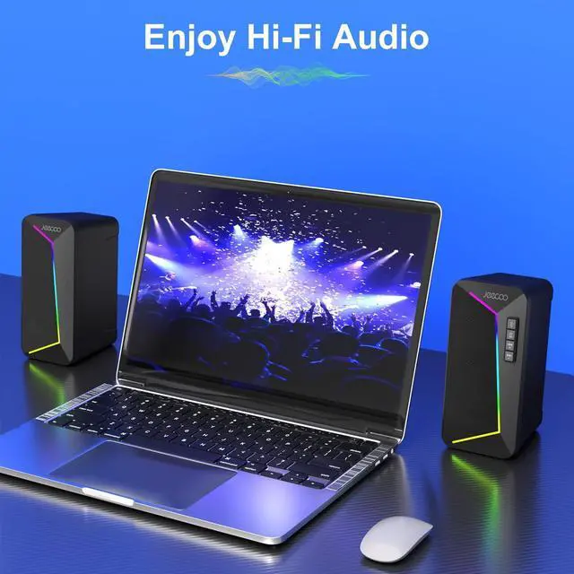 Alt view image 14 of 14 - M30 Bluetooth Computer Speakers, RGB PC Gaming Speakers for Desktop with Crisp Stereo Sound, Dynamic LED Modes, Easy-Access Control, 10W - USB-Powered (Not 3.5mm Aux)