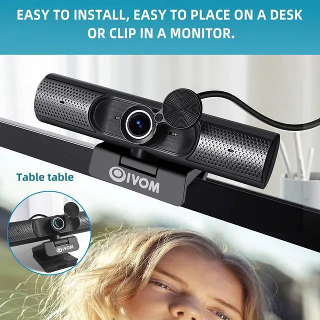Alt view image 13 of 14 - Webcam with Microphone and Speaker, 1080P Web Camera for Desktop Computer Laptop, USB Camera with Physical Privacy Cover,Plug and Play, Streaming Webcam, Wide Angle PC Cam (1080p mic Speaker)