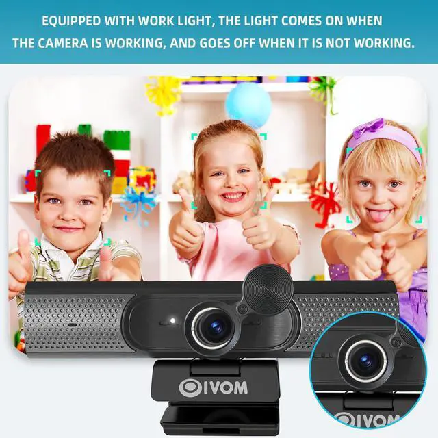 Alt view image 14 of 14 - Webcam with Microphone and Speaker, 1080P Web Camera for Desktop Computer Laptop, USB Camera with Physical Privacy Cover,Plug and Play, Streaming Webcam, Wide Angle PC Cam (1080p mic Speaker)
