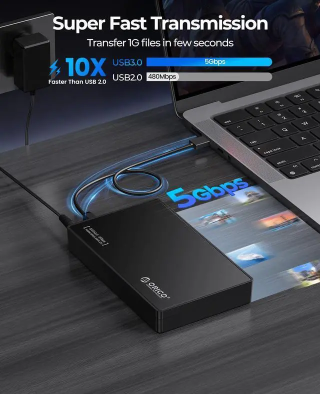 Alt view image 10 of 14 - USB 3.0 External Hard Drive Enclosure for 3.5/2.5 Inch SATA Hard Drives/SSD Up to 20 TB, 3.5'' Tool-Free HDD Enclosure with 12V/2A Power Supply and UASP Acceleration (3588US3)