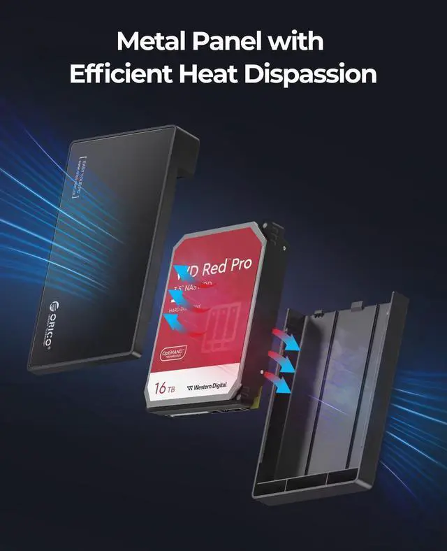 Alt view image 11 of 14 - USB 3.0 External Hard Drive Enclosure for 3.5/2.5 Inch SATA Hard Drives/SSD Up to 20 TB, 3.5'' Tool-Free HDD Enclosure with 12V/2A Power Supply and UASP Acceleration (3588US3)