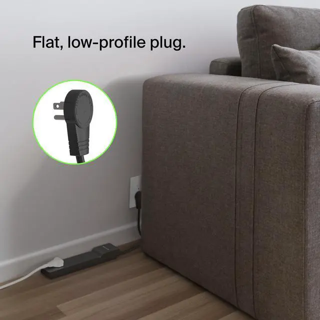 Alt view image 12 of 14 - Surge Protector Power Strip with 6 AC Outlets, 6ft/1.8M Long Heavy-Duty Extension Cord, & 360-Degree Rotating AC Plug for Conference Rooms, Computer Desktops, & More - 600 Joules of Protection