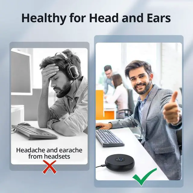 Alt view image 9 of 14 - USB Speakerphone, M1A Zoom Certified AI Mics 360°Voice Pickup USB Type C-A Plug&Play Computer Speakers with Microphone, Fast Mute Noise Reduction Echo Cancellation for 5-8 People for Zoom Teams