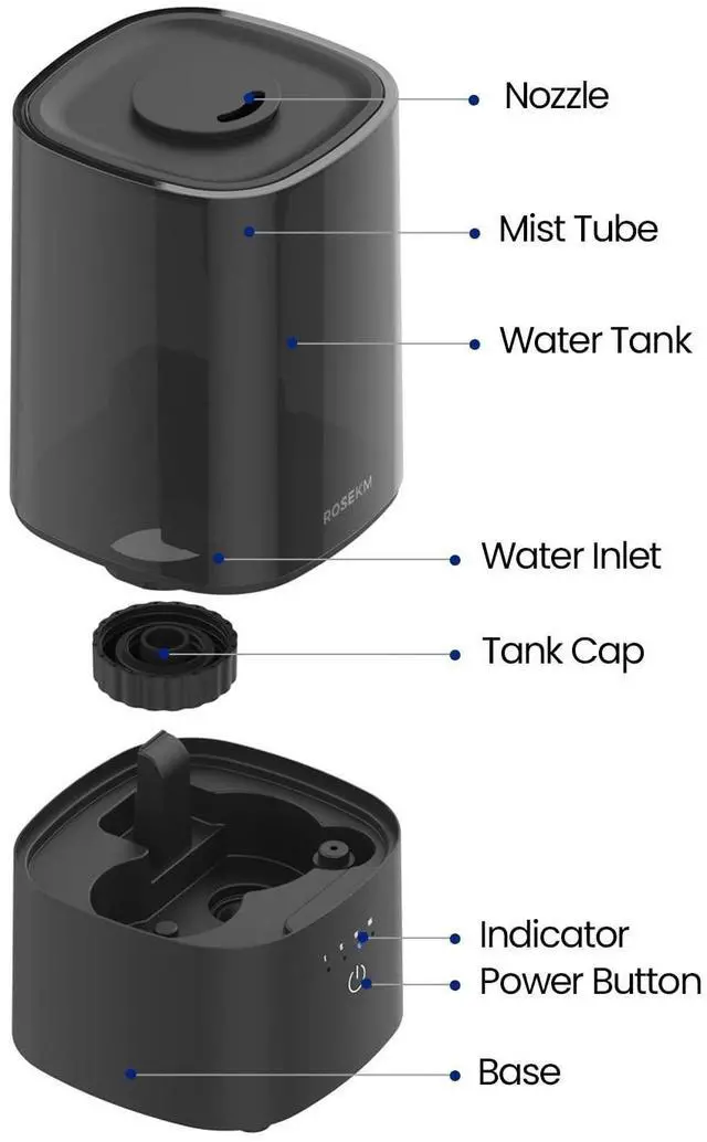 Alt view image 14 of 14 - Humidifiers for Bedroom, 2.0L Cool Mist Humidifier for Home Plant and Baby Nursery, Quiet Ultrasonic Humidifier with 360° Nozzle, Auto Shut-Off, Filterless, Black