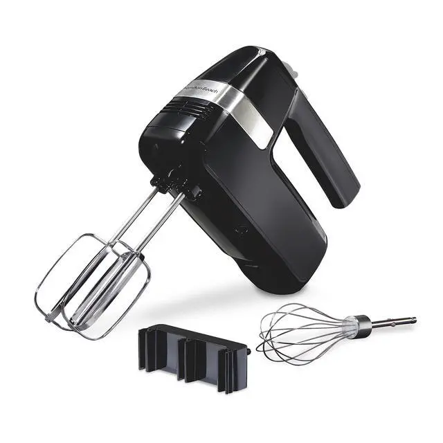 Alt view image 8 of 14 - Electric Hand Mixer, 6 Speeds + Stir Button, 300 Watts of Peak Power for Powerful Mixing, Includes Whisk and Storage Clip, Black (62628)
