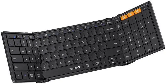 Alt view image 8 of 14 - Foldable Bluetooth Keyboard, XK01 Full-Size Portable Wireless Keyboard for Travel, 105 Keys, 0.65" Keycaps, Multi-Device Sync for iPad Tablet Smartphone Laptop PC Windows iOS Android, Black