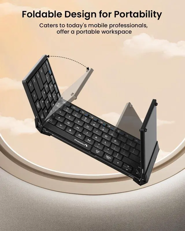 Alt view image 9 of 14 - Foldable Bluetooth Keyboard, XK01 Full-Size Portable Wireless Keyboard for Travel, 105 Keys, 0.65" Keycaps, Multi-Device Sync for iPad Tablet Smartphone Laptop PC Windows iOS Android, Black