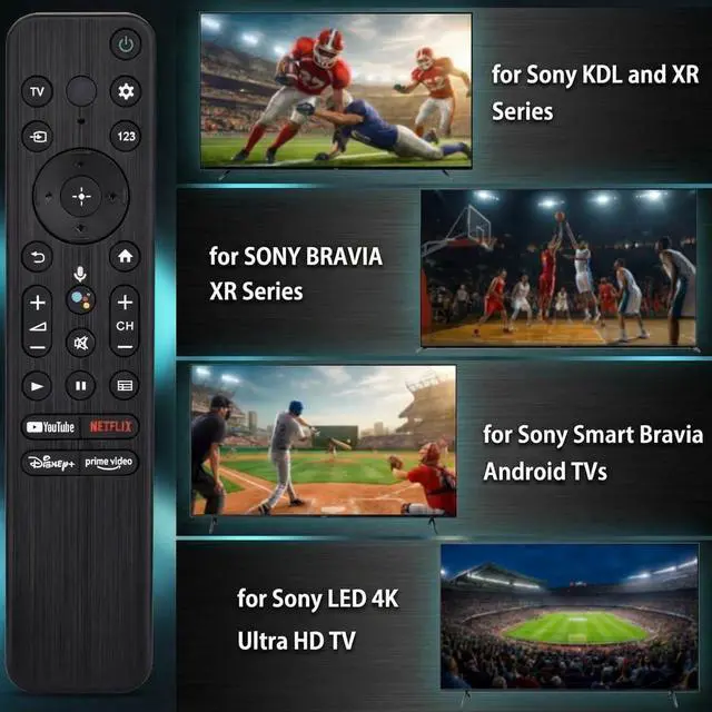 Alt view image 9 of 14 - Voice Remote for Sony Smart TVs,Replacement Control for All 2018 to 2025 Sony Bravia Google 4K UHD LED LCD HD Smart TVs, with 4 Quick Link Buttons