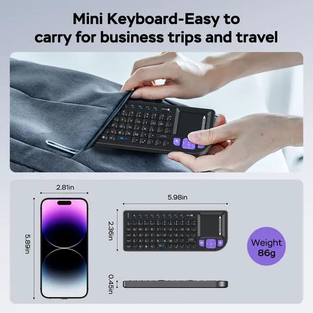 Alt view image 13 of 14 - All-in-One Bluetooth Keyboard with Touchpad Sturdy Aluminum Frame, Rechargeable & Portable Seamless Connectivity for iPad, Mac, PC The Perfect Companion for Smart Home, IT Tech & Field Service.