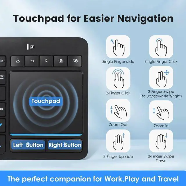 Alt view image 12 of 14 - Multi-Device Wireless Bluetooth Keyboard with Touchpad-Wireless Keyboard with Multi-Touch Big Size Trackpad,Support 3 Devices for PC,Windows, Android, Chrome OS, Laptop, Tablet