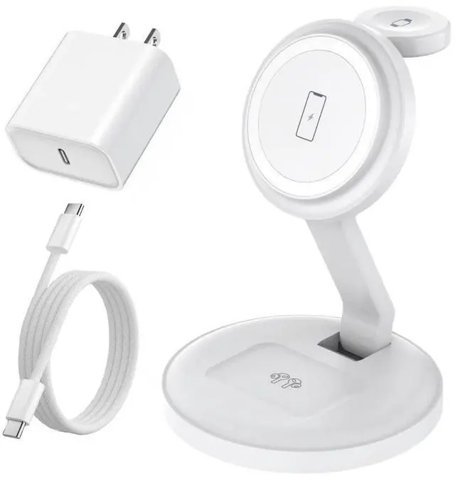 Alt view image 5 of 8 - Charging Station for Apple Magnetic Wireless iPhone Mag-Safe Charger,15W 3in1 Foldable Wireless Dock Fast MagSafe Charger Stand for iPhone 17 Pro Max/16 Plus/16 ProMax/15/14/13,Apple Watch,AirPods Pro