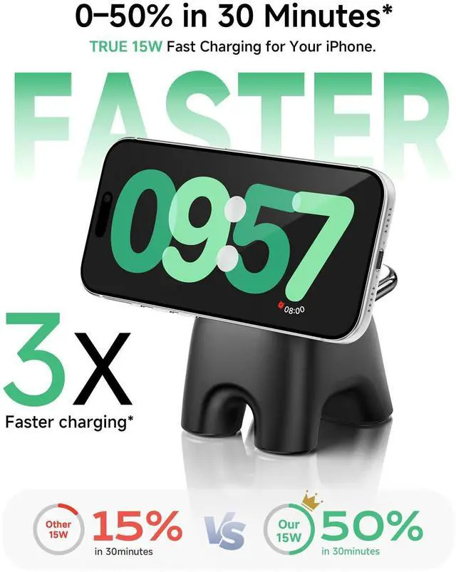 Alt view image 9 of 14 - 2026 Magnetic Wireless Charging Station, 15W Ultra-Fast Charger Stand for iPhone 17 16 15 14 13 12 Pro Max, 5W for Apple Watch&Airpods, 2-in-1 Foldable Charger for Home/Office/Travel(with 30W Adapter)