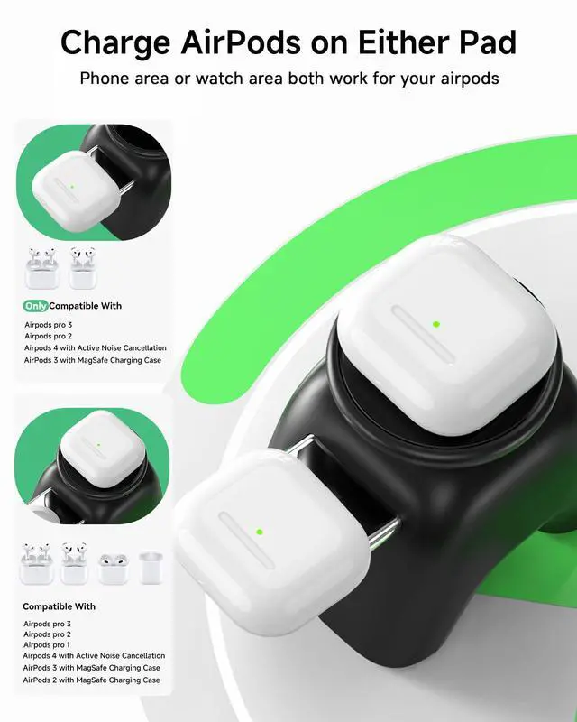 Alt view image 11 of 14 - 2026 Magnetic Wireless Charging Station, 15W Ultra-Fast Charger Stand for iPhone 17 16 15 14 13 12 Pro Max, 5W for Apple Watch&Airpods, 2-in-1 Foldable Charger for Home/Office/Travel(with 30W Adapter)