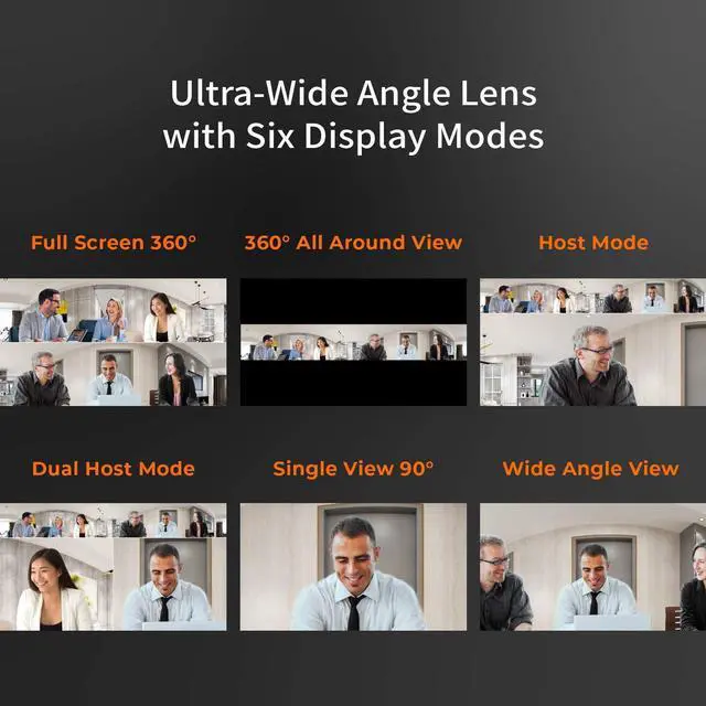 Alt view image 11 of 14 - 360 Degree All Around Meeting Webcam - 1080P HD Video Conference Camera with High Fidelity Microphone, USB-C | for Video Conferencing, Online Classes, and Collaboration (JVCU360)