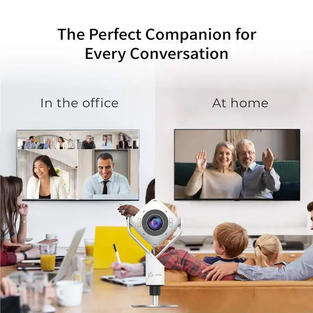 Alt view image 9 of 14 - 360 Degree All Around Meeting Webcam - 1080P HD Video Conference Camera with High Fidelity Microphone, USB-C | for Video Conferencing, Online Classes, and Collaboration (JVCU360)