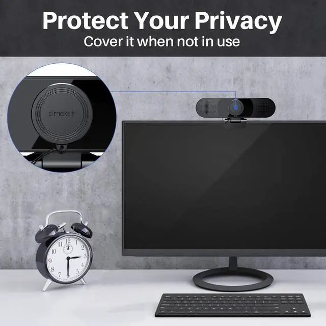 Alt view image 10 of 14 - C980 PRO 3-in-1 1080P Webcam with Microphone and Speaker, 60°-98° Wide Angle Webcam w/ 4 Noise Cancel Mics, 2 Speakers, Auto Low Light Correction W/Cover, USB Camera for Online Conference/Class