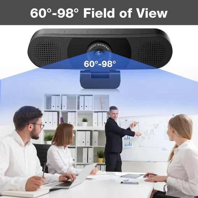 Alt view image 12 of 14 - C980 PRO 3-in-1 1080P Webcam with Microphone and Speaker, 60°-98° Wide Angle Webcam w/ 4 Noise Cancel Mics, 2 Speakers, Auto Low Light Correction W/Cover, USB Camera for Online Conference/Class