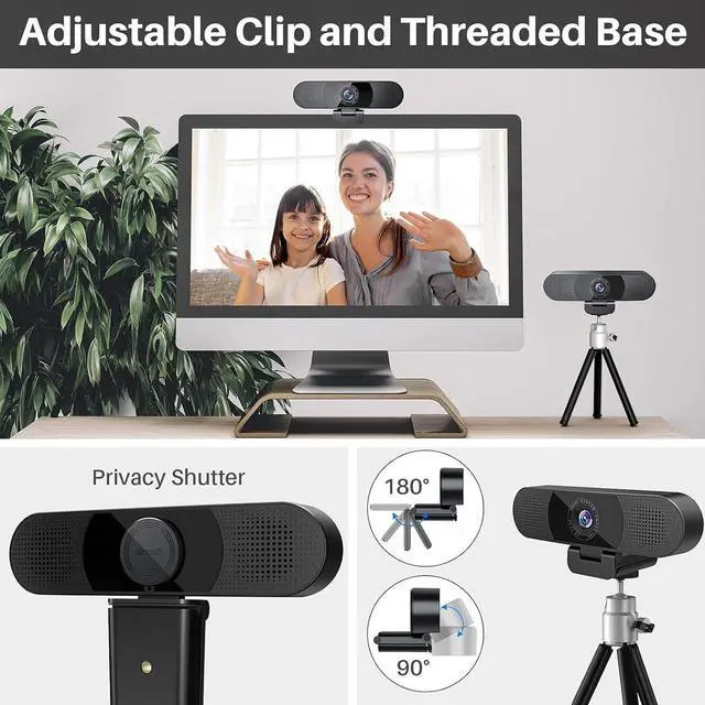 Alt view image 14 of 14 - C980 PRO 3-in-1 1080P Webcam with Microphone and Speaker, 60°-98° Wide Angle Webcam w/ 4 Noise Cancel Mics, 2 Speakers, Auto Low Light Correction W/Cover, USB Camera for Online Conference/Class