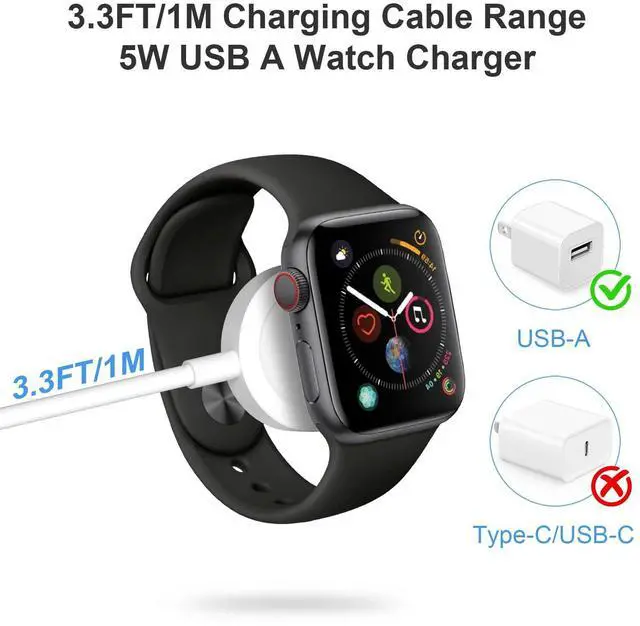 Alt view image 9 of 14 - Fast Charger for Apple Watch Charger, Magnetic iWatch Charger to USB A Cable 3.3FT with USB A Wall Plug Adapter for Apple iWatch Series Ultra/10/9/8/7/6/SE/5/4/3/2 (White)