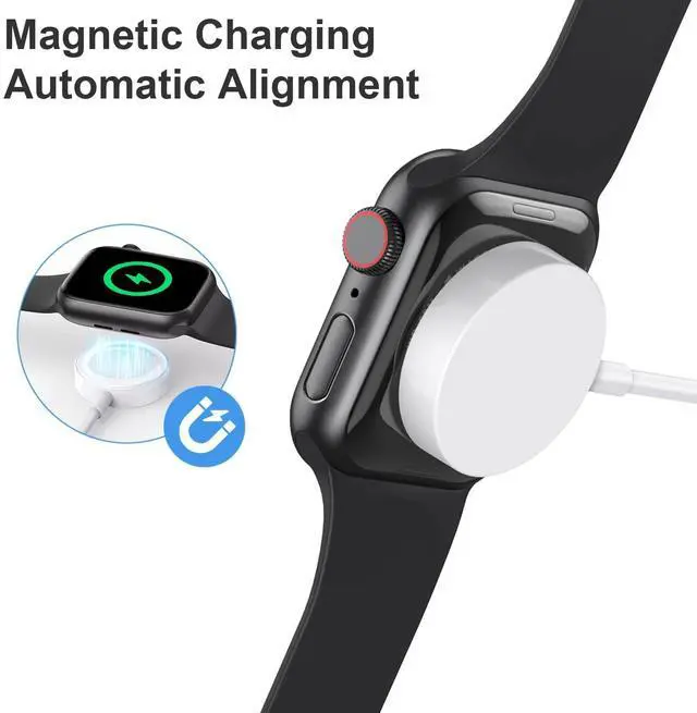 Alt view image 13 of 14 - Fast Charger for Apple Watch Charger, Magnetic iWatch Charger to USB A Cable 3.3FT with USB A Wall Plug Adapter for Apple iWatch Series Ultra/10/9/8/7/6/SE/5/4/3/2 (White)