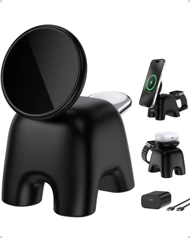 Alt view image 8 of 14 - 2026 Magnetic Wireless Charging Station, 15W Ultra-Fast Charger Stand for iPhone 17 16 15 14 13 12 Pro Max, 5W for Apple Watch&Airpods, 2-in-1 Foldable Charger for Home/Office/Travel(with 30W Adapter)