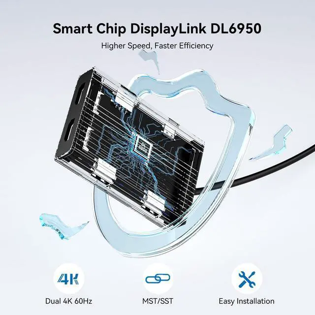 Alt view image 11 of 14 - USB C to Dual HDMI DisplayLink Adapter, 4K@60Hz, 2 HDMI & 3 USB-A Ports, 100W PD Charging, USB C DisplayLink Docking Station for Mac M1/M2/M3/M4/M5/Neo/Windows,USB A/C to Dual Monitor Adapter