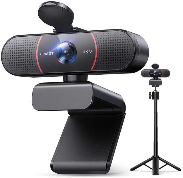 Alt view image 8 of 14 - C960 4K Webcam with Tripod, 4K UHD Sony Sensor, 3 Adjustable Height Mini Tripod w/Privacy Cover, PDAF Auto Focus, Dual Noise-Cancelling Mics, Auto Light Correction, Perfect for Online Meetings