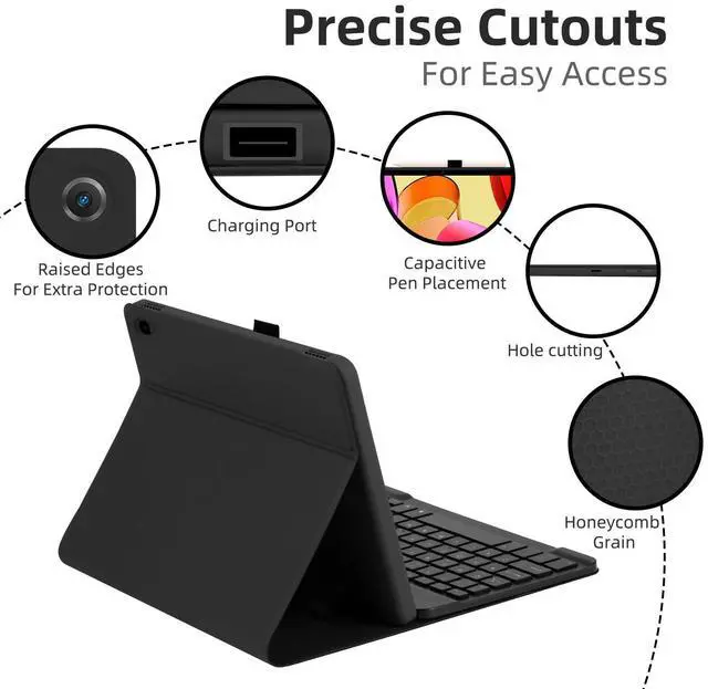 Alt view image 10 of 14 - Case with Keyboard for Amazon Fire Max 11 inch (13th Generation, 2023 Release),7 Color Rainbow Backlit Detachable Type-C Charging Keyboard Magnetic Case Pen Holder 13th Gen-Black with Black