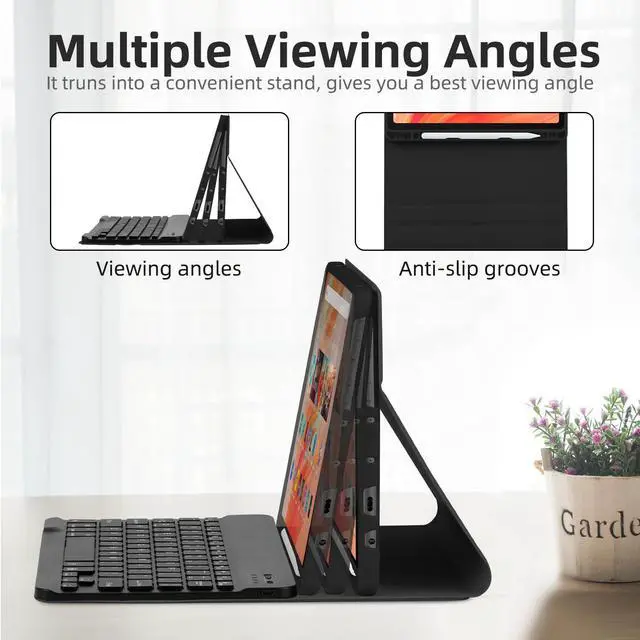 Alt view image 11 of 14 - Case with Keyboard Mouse for Amazon Kindle Fire HD 10&10 Plus 11/13th Gen 10.1 inch,7 Color Rainbow Backlit Detachable Keyboard Magnetic Cover with Pen Slot for HD 10 2021&2023 Black