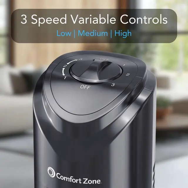 Alt view image 11 of 14 - 32-Inch Oscillating Tower Fan Ultra-Slim Bladeless Design with 3 Speeds, 90° Wide Oscillation & Built-in Carry Handle Quiet Portable Standing Fan for Bedroom, Home, or Office, Black