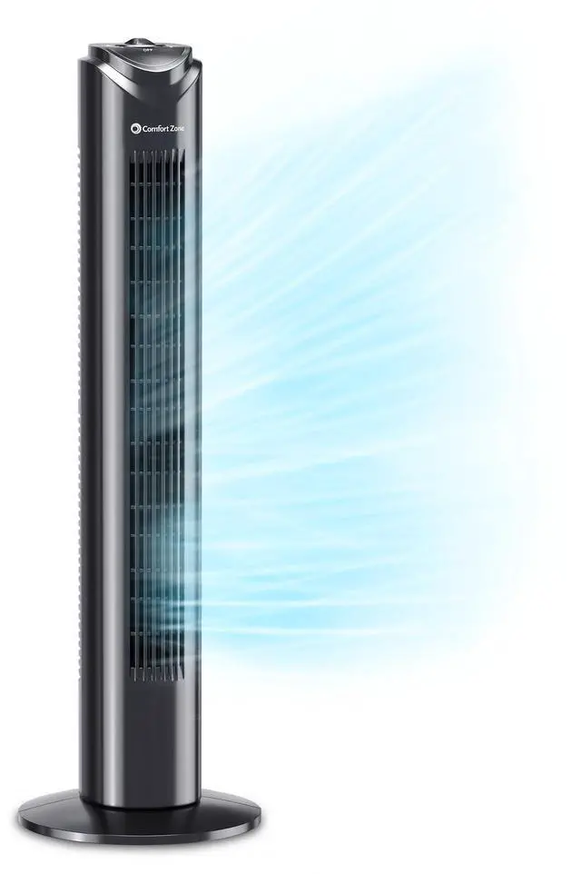 Alt view image 13 of 14 - 32-Inch Oscillating Tower Fan Ultra-Slim Bladeless Design with 3 Speeds, 90° Wide Oscillation & Built-in Carry Handle Quiet Portable Standing Fan for Bedroom, Home, or Office, Black