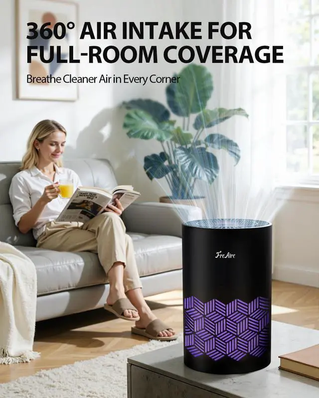 Alt view image 12 of 12 - Air Purifiers for Bedroom Up to 1086 Ft², Air Purifiers for Home with Lights, HEPA Air Purifier Removes Dust Smoke Pollen Dander Smell, for Home/Pets/Bedroom