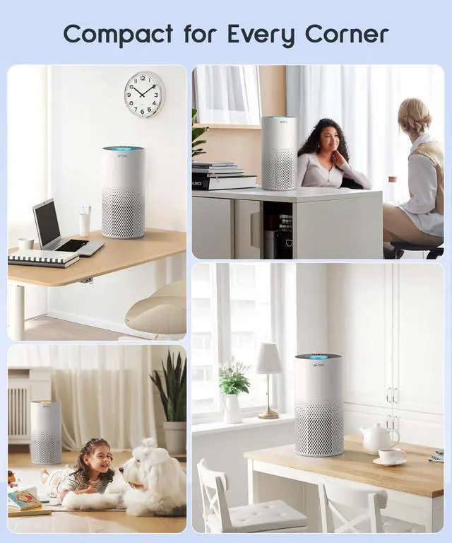 Alt view image 12 of 14 - Air Purifiers for Home Bedroom Large Room Up to 1076 Ft², 3-Stage Filter Cleaner Odor Eliminator, Remove Pets Dust Dander Hair Allergy Mold Pollen Smoke Smell, Quiet 22 dB, 7 Colors Night Light