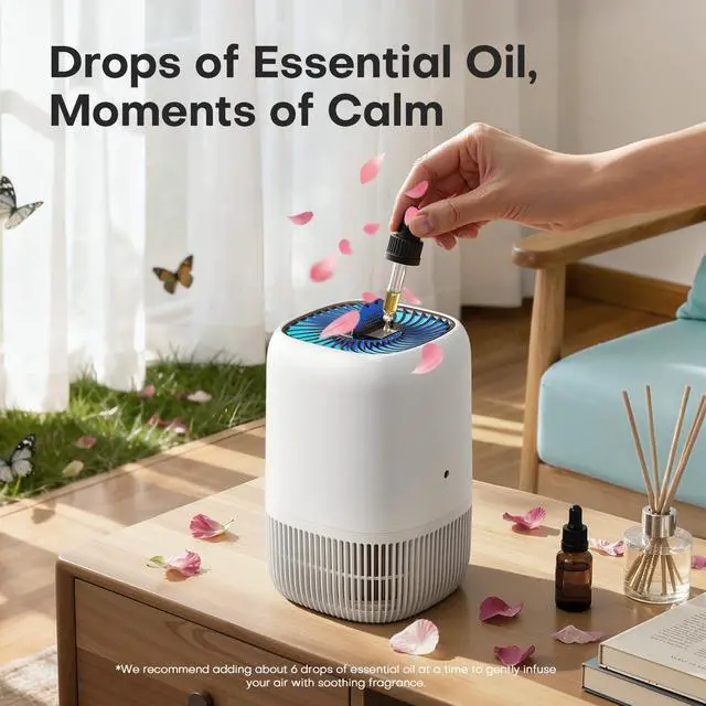 Alt view image 13 of 14 - Air Purifiers for Home with H13 Quiet HEPA Filter Up to 1076 Ft² for Pet Hair, Odors, Pollen, Smoke, Compact Air Cleaner with 3 Speeds, Timer, Aroma Quiet 360°Intake Filter, White