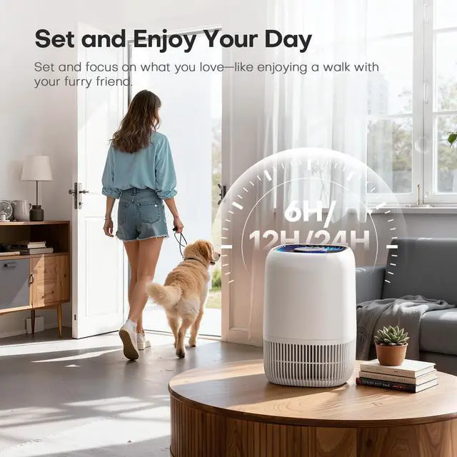 Alt view image 14 of 14 - Air Purifiers for Home with H13 Quiet HEPA Filter Up to 1076 Ft² for Pet Hair, Odors, Pollen, Smoke, Compact Air Cleaner with 3 Speeds, Timer, Aroma Quiet 360°Intake Filter, White
