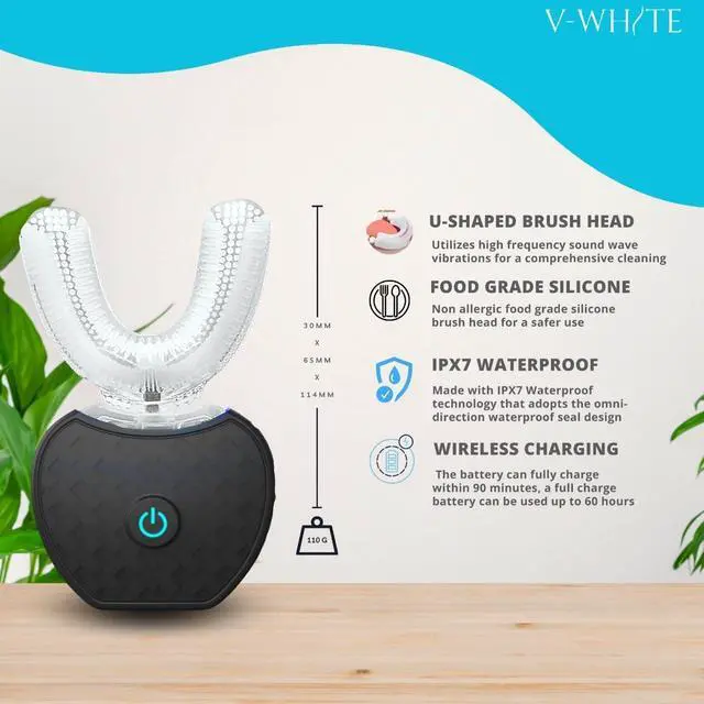 Alt view image 9 of 14 - Ultrasonic U-Shaped Toothbrush for Teeth Whitening, Electric Toothbrush For Adults - 360° Mouth Cleansing, Hands Free Gums Protection - Wireless Charging & LED Light -Waterproof IPX7 Certified
