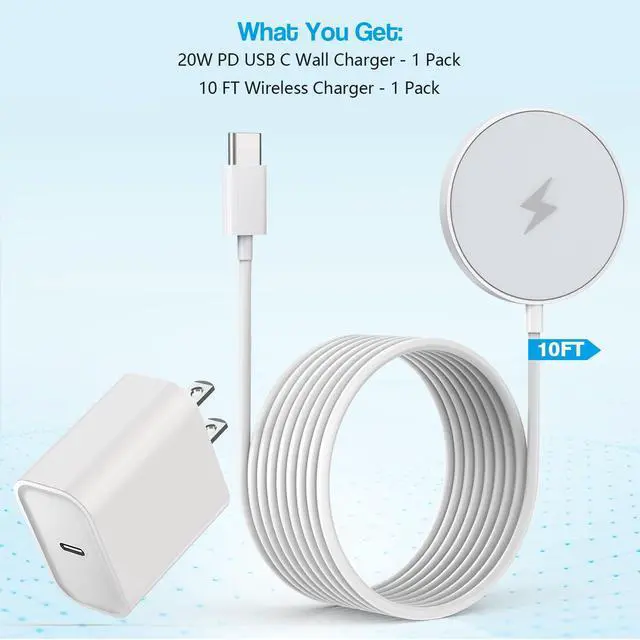 Alt view image 14 of 14 - 10FT Magnetic Wireless Charger,15W Fast Apple Mag-Safe Charger for iPhone 17/16/15 PD with USBC Apple Fast Charging Block 10Foot Quick Charge for iPhone 17/17 Air/17 16 15 Pro/Pro Max/14/13/12/AirPods