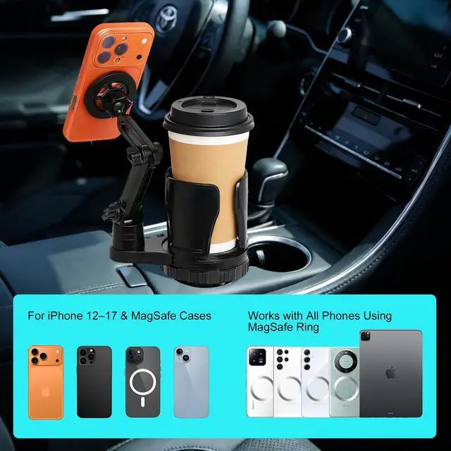 Alt view image 9 of 14 - 2026 New Magnetic Cup Holder Phone Charger 360° Rotation Adjustable Wireless Phone Mount for iPhone 1217 & Android, Fast Charging Car Holder