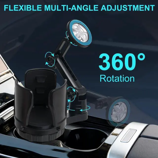 Alt view image 10 of 14 - 2026 New Magnetic Cup Holder Phone Charger 360° Rotation Adjustable Wireless Phone Mount for iPhone 1217 & Android, Fast Charging Car Holder