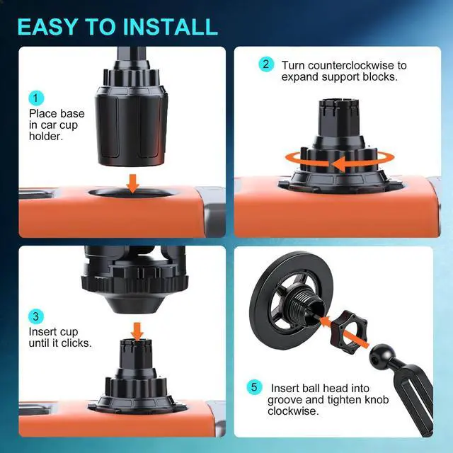 Alt view image 14 of 14 - 2026 New Magnetic Cup Holder Phone Charger 360° Rotation Adjustable Wireless Phone Mount for iPhone 1217 & Android, Fast Charging Car Holder