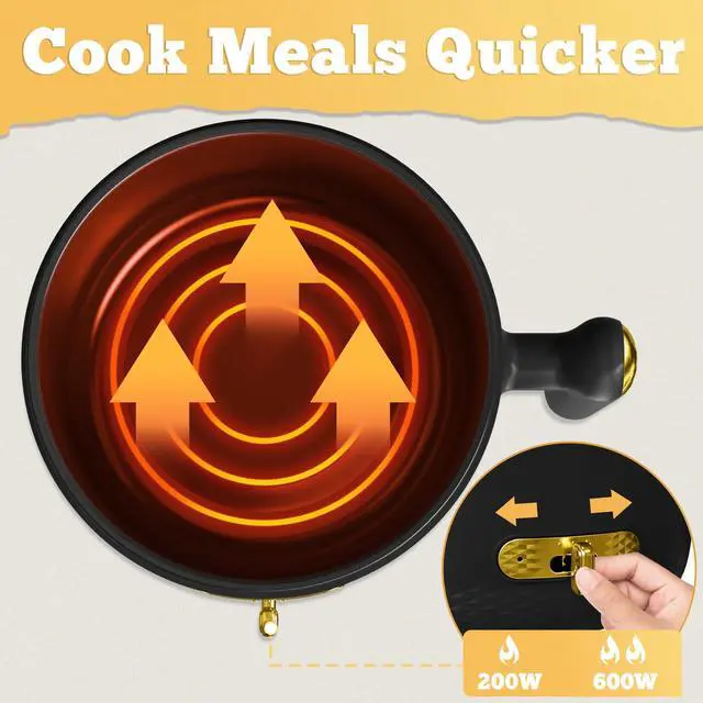 Alt view image 12 of 14 - Hot Pot Electric with Steamer, 1.8L Ramen Cooker, Portable Electric Pot for Cooking, Multifunctional Cooker for Steak, Egg, Soup, Noodle with Power Adjustment, Dorm Room Essential, Black