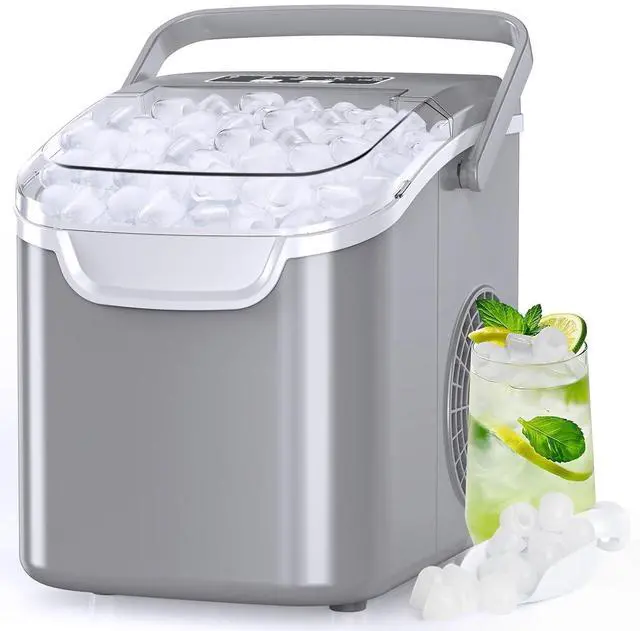 Alt view image 8 of 14 - Countertop Ice Maker Portable Ice Machine with Handle,Self-Cleaning Ice Makers, 26Lbs/24H, 9 Ice Cubes Ready in 6 Mins for Home Kitchen Bar Party (White)