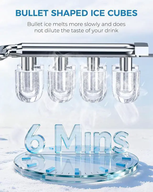 Alt view image 12 of 14 - Countertop Ice Maker Portable Ice Machine with Handle,Self-Cleaning Ice Makers, 26Lbs/24H, 9 Ice Cubes Ready in 6 Mins for Home Kitchen Bar Party (White)