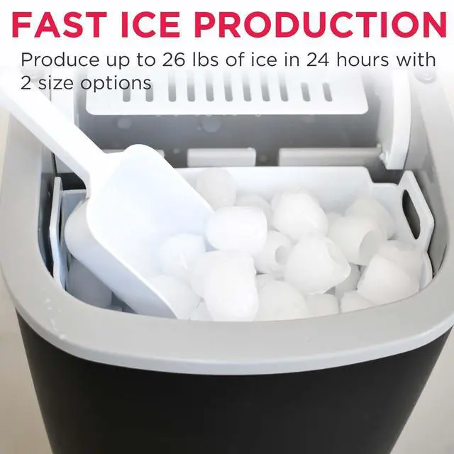 Alt view image 12 of 14 - EFIC128AMZBLK Compact Countertop Ice Maker, 26 lb per Day, Black
