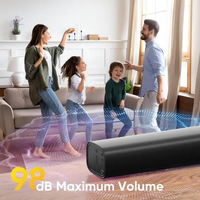 Alt view image 9 of 12 - Sound Bar for Smart TV, Soundbar for TV with Bass Reflector and Easy Set up, Home Audio Surround Sound System for TV PC Projector, Wall Mountable