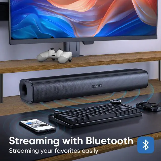 Alt view image 11 of 12 - Sound Bar for Smart TV, Soundbar for TV with Bass Reflector and Easy Set up, Home Audio Surround Sound System for TV PC Projector, Wall Mountable