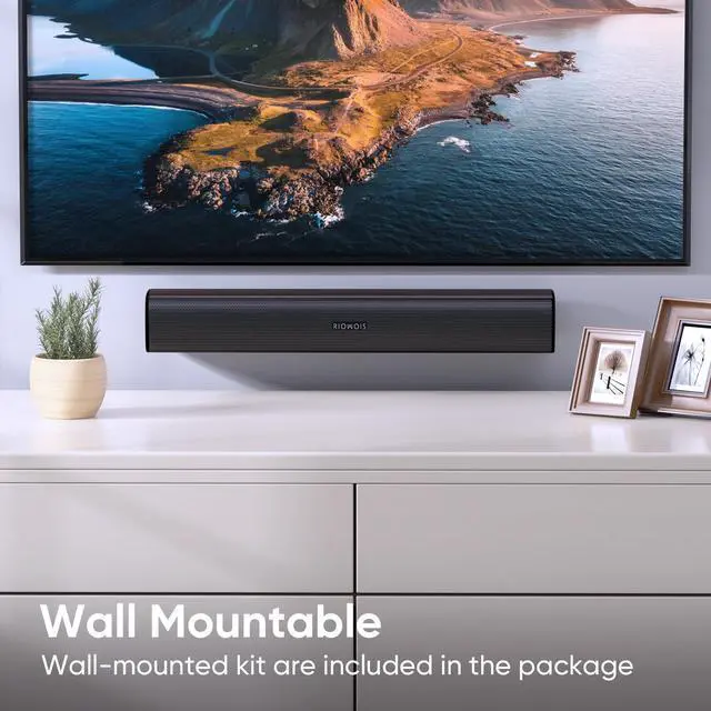 Alt view image 12 of 12 - Sound Bar for Smart TV, Soundbar for TV with Bass Reflector and Easy Set up, Home Audio Surround Sound System for TV PC Projector, Wall Mountable