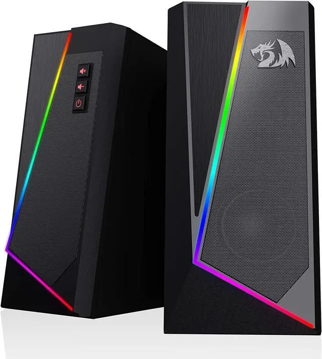 Alt view image 8 of 14 - GS520 RGB Desktop Speakers, 2.0 Channel PC Computer Stereo Speaker with 6 Colorful LED Modes, Enhanced Sound and Easy-Access Volume Control, USB Powered w/ 3.5mm Cable