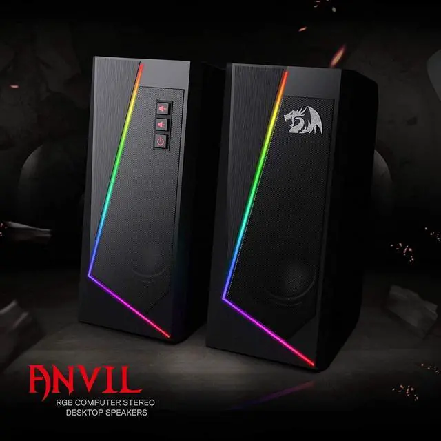 Alt view image 9 of 14 - GS520 RGB Desktop Speakers, 2.0 Channel PC Computer Stereo Speaker with 6 Colorful LED Modes, Enhanced Sound and Easy-Access Volume Control, USB Powered w/ 3.5mm Cable